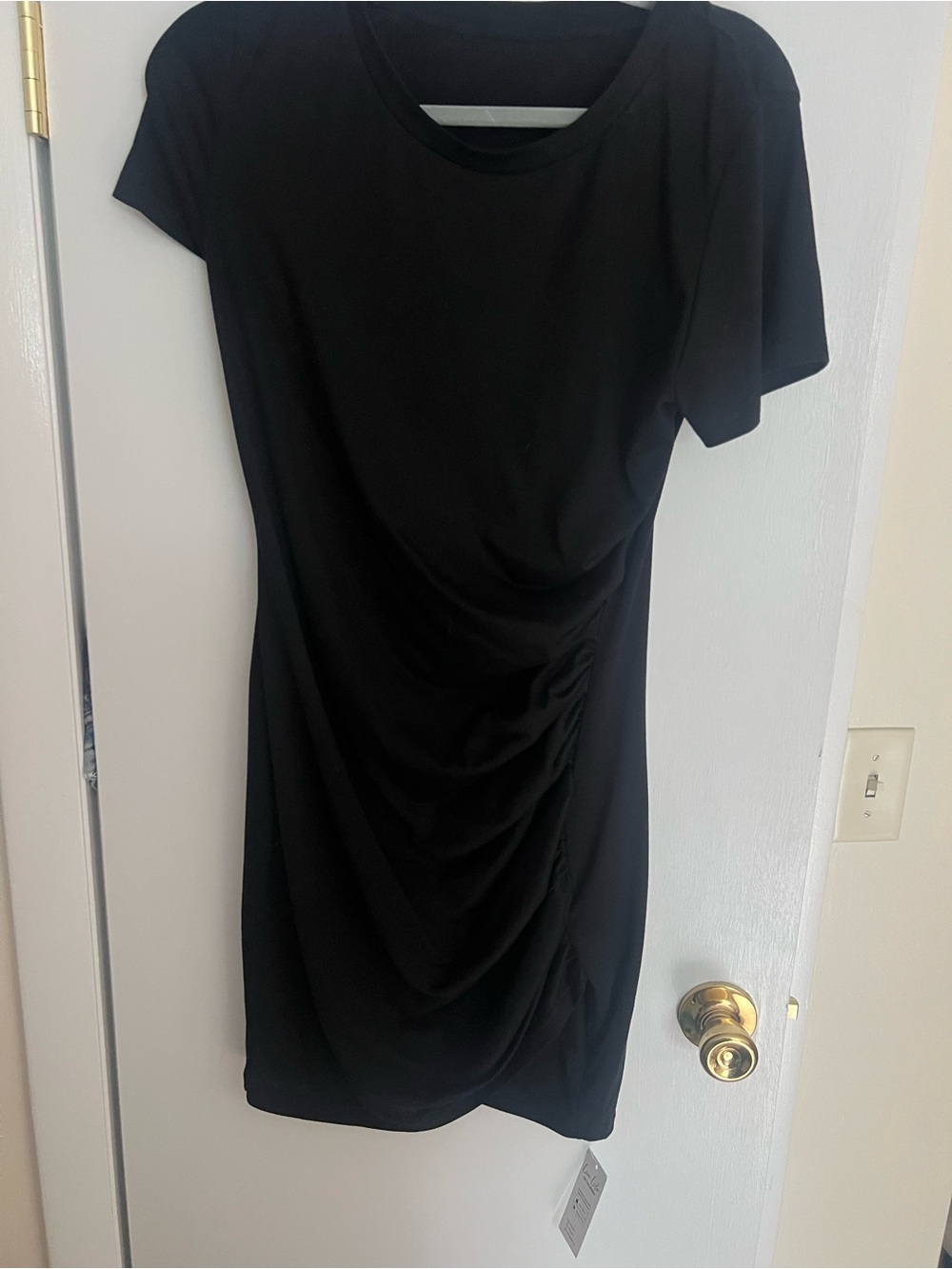 Cupshe Black Ruched Short Sleeve Mini Dress